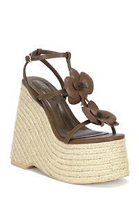 AZALEA WANG Women's Barossa Floral Platform Wedge Sandals