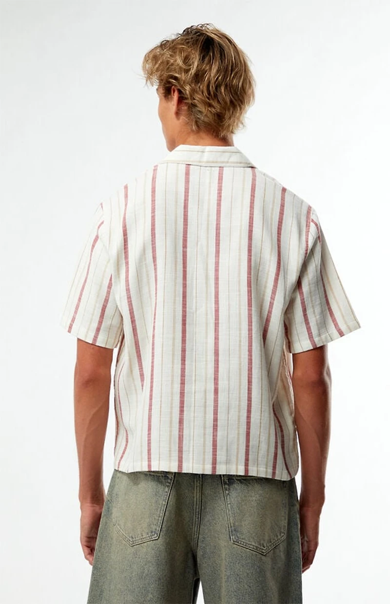 Pacsun White Striped Oversized Camp Shirt