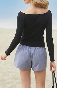 John Galt Black Mayson Off-The-Shoulder Long Sleeve Top