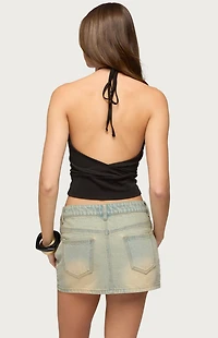 Edikted Rivi Bead Cutout Halter Top