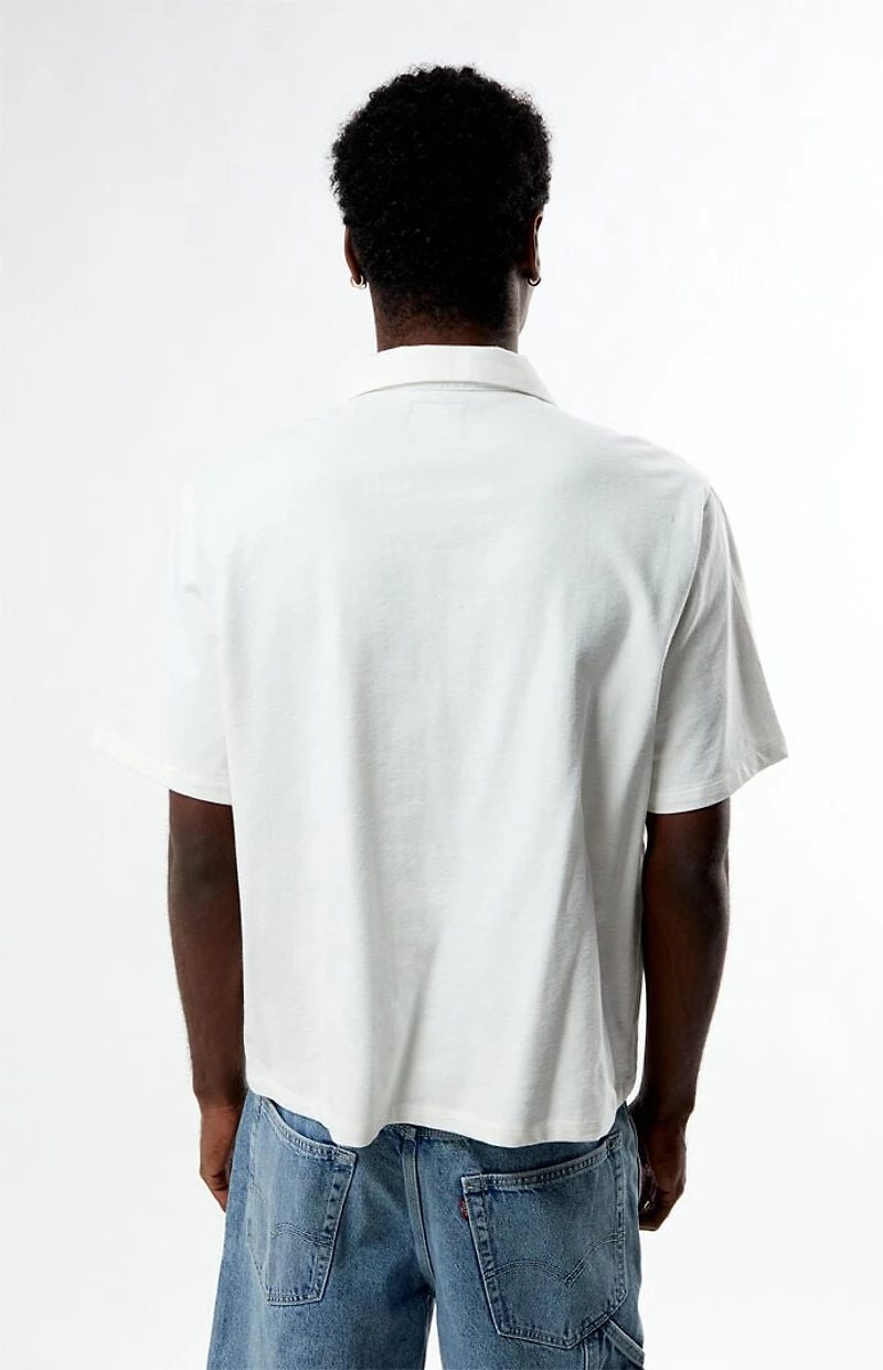 Pacsun White Embroidered Oversized Resort Camp Shirt