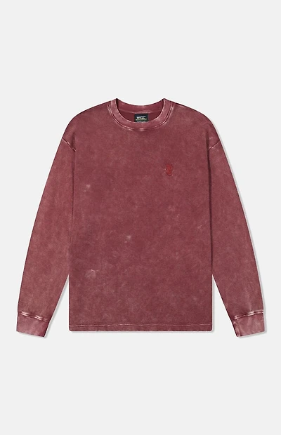 WeSC America Inc Red Thermal Enzyme Washed Vertical Logo Long Sleeve T-Shirt
