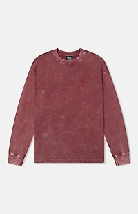 WeSC America Inc Red Thermal Enzyme Washed Vertical Logo Long Sleeve T-Shirt