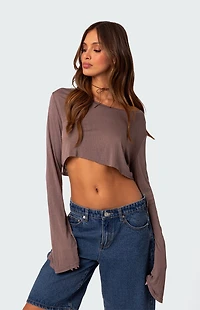 Edikted Sheer Raw Hem Crop Top