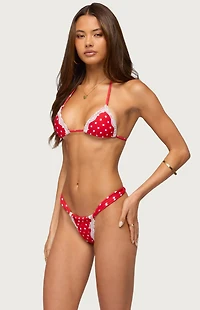 Edikted Bina Lace Polka Dot Bikini Top