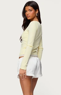 Edikted Joana Layered Lacey Henley Top