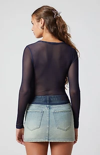 Third Charm Gemma Mesh Long Sleeve Top