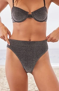 Cupshe Black Shiny Banded Extra Cheeky Bikini Bottom