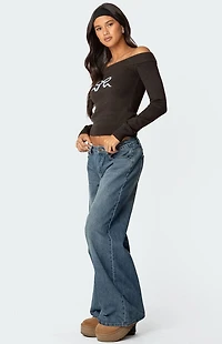 Edikted TJ Off Shoulder Knit Bow Top