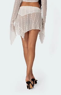 Edikted Anastasia Sheer Lace Ruffle Mini Skirt