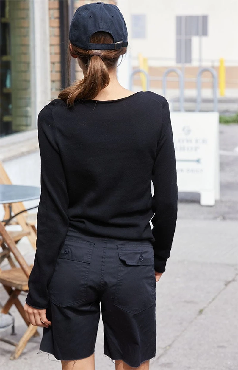 John Galt Black Bell Sleeve Sweater