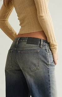 Pacsun Ultimate Low Rise Baggy Jeans Ombre Dark Indigo