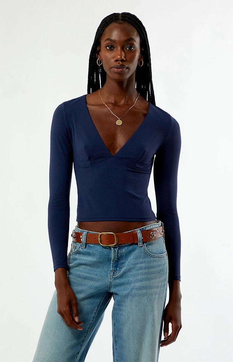 Your Favorite Gianna Plunge V-Neck Long Sleeve Top