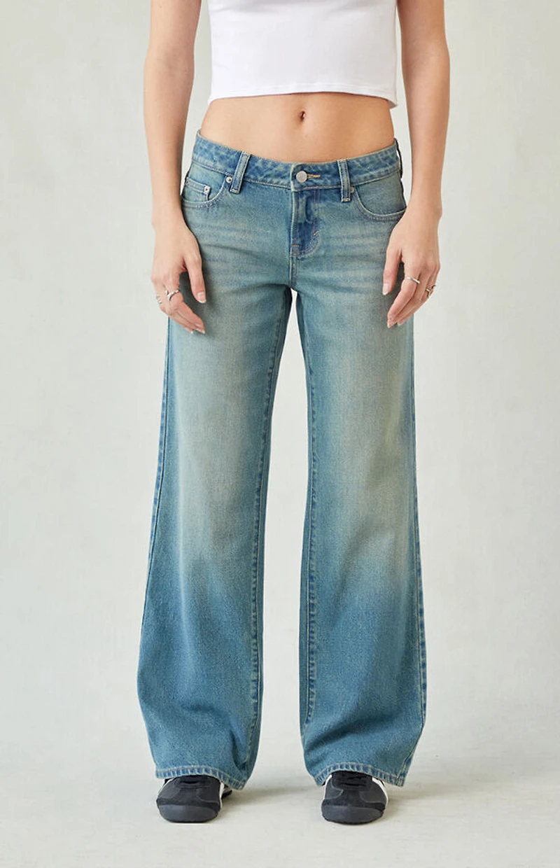 Pacsun Zoe Low Rise Girlfriend Jeans Medium Blue Tint