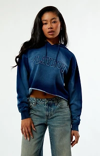 Playboy By PacSun Frayed Applique Cropped Hoodie
