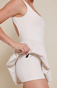 PAC 1980 WHISPER Active Pleated Drop V Waist Mini Dress