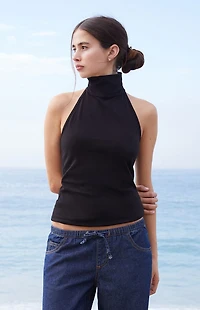 John Galt Black Halter Top