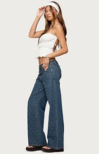 Edikted Esmay Studded Low Rise Jeans