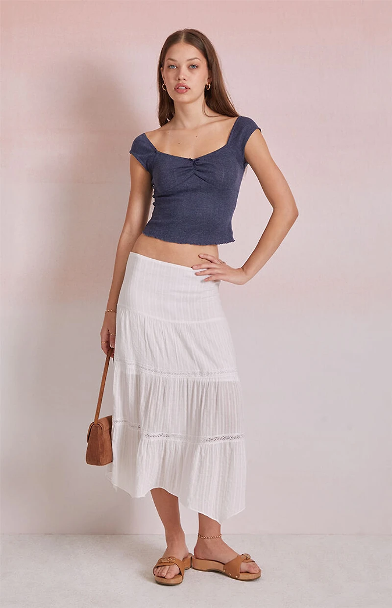 Beverly and Beck Ava Cinched Pointelle Top