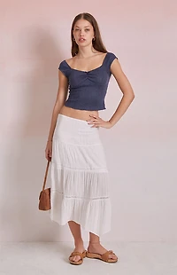 Beverly and Beck Ava Cinched Pointelle Top