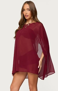 Edikted Mckenzie Sheer Chiffon Poncho
