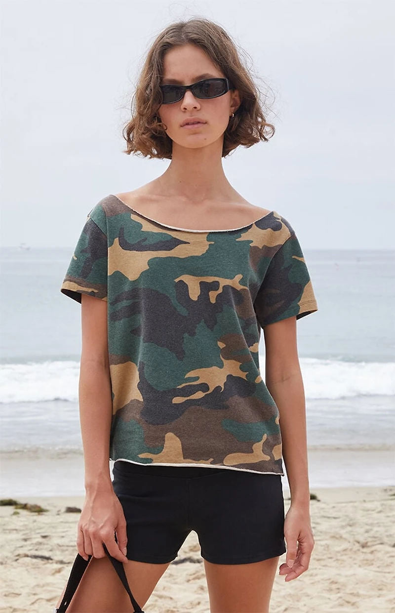John Galt Robyn Camo Off-The-Shoulder Top