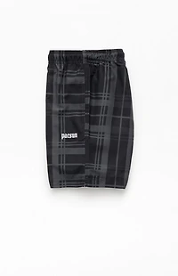 Pacsun Black Plaid Eco 6.5" Swim Trunks