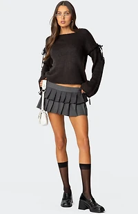 Edikted Double Pleated Pinstripe Mini Skort