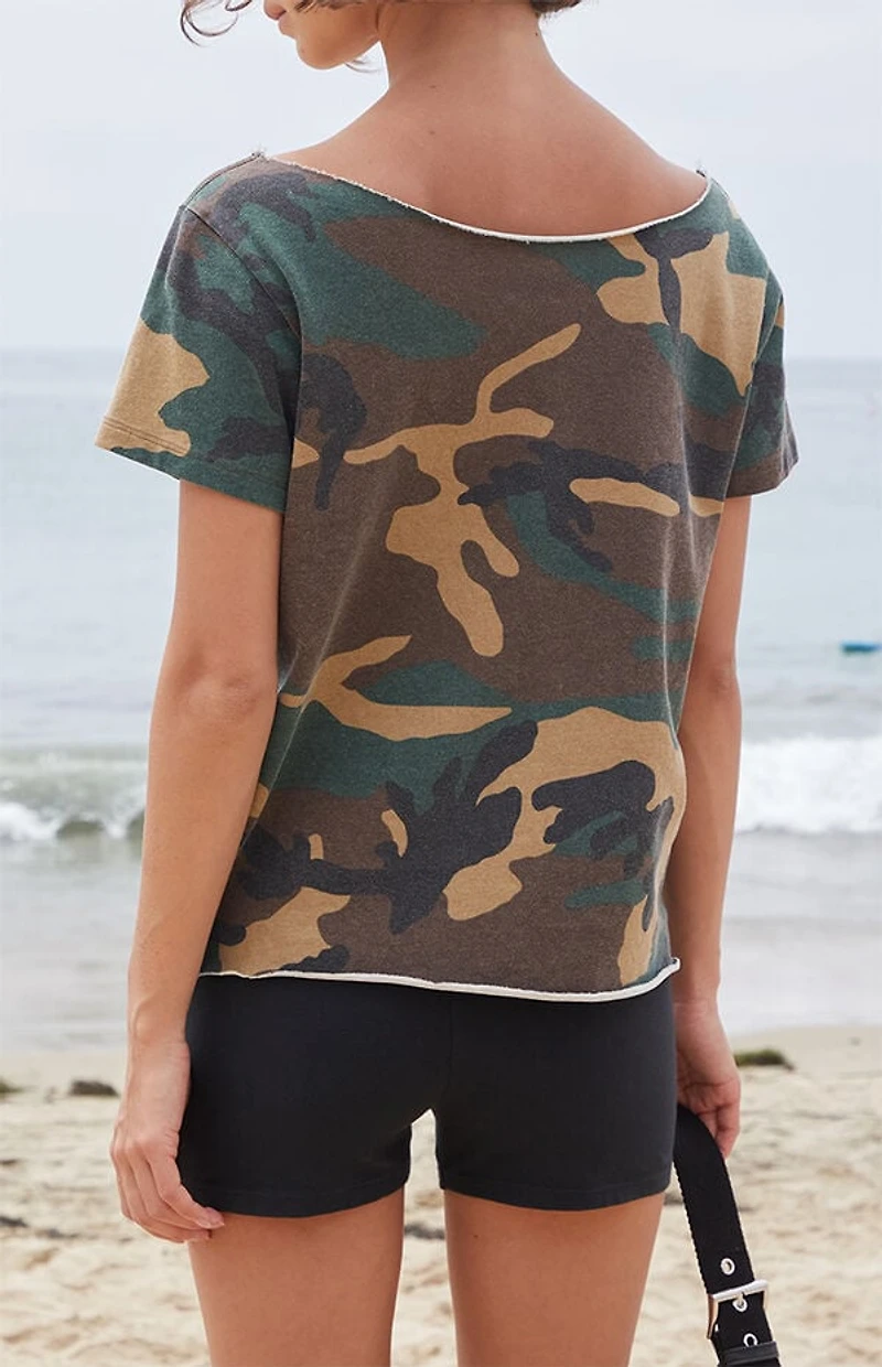 John Galt Robyn Camo Off-The-Shoulder Top