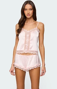 Edikted Clair Lacey Satin Effect Tank Top