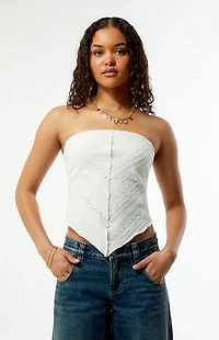 Your Favorite Lucia Eyelet Split Hem Tube Top