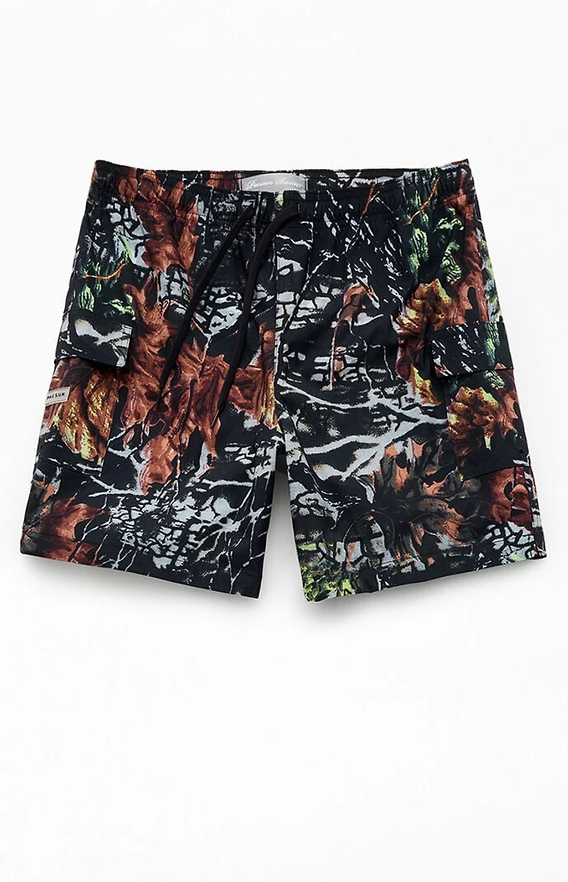 Pacsun Leaf Camo Cargo 6.5" Swim Trunks