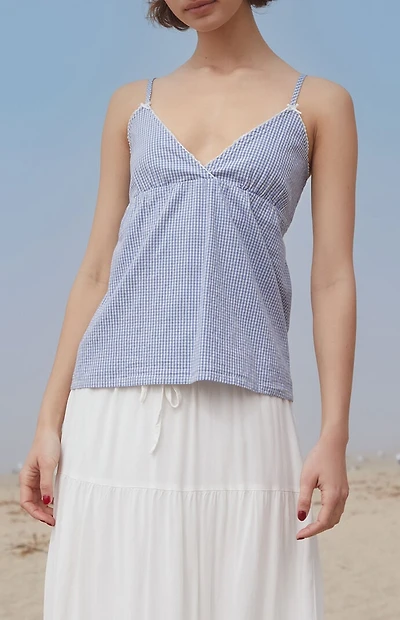 John Galt Blue & White Gingham Edith Tank Top