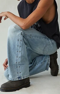 Pacsun Dylan Baggy Jeans Studded Medium Blue