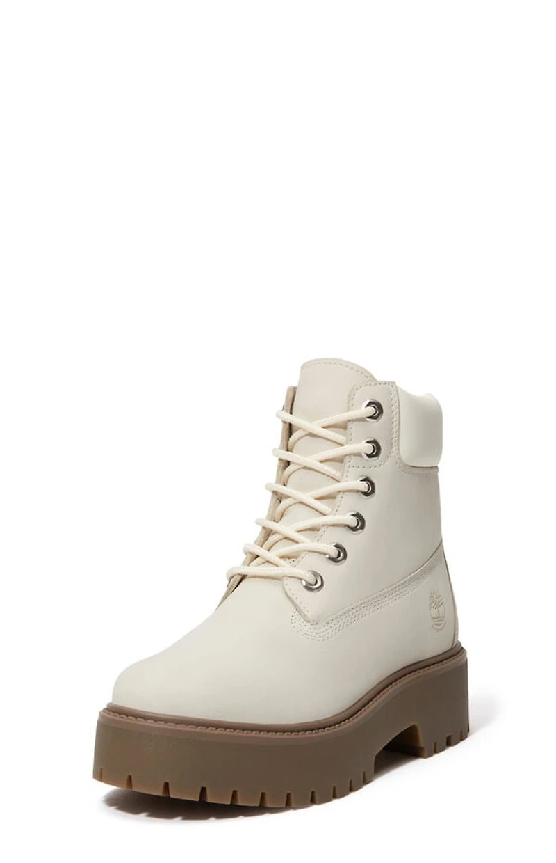 Timberland Women's Natural Nubuck Stone Street 6inch Lace-Up Waterproof Boots