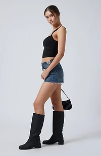 Pacsun Dark Indigo Butterfly High Waisted Denim Festival Shorts