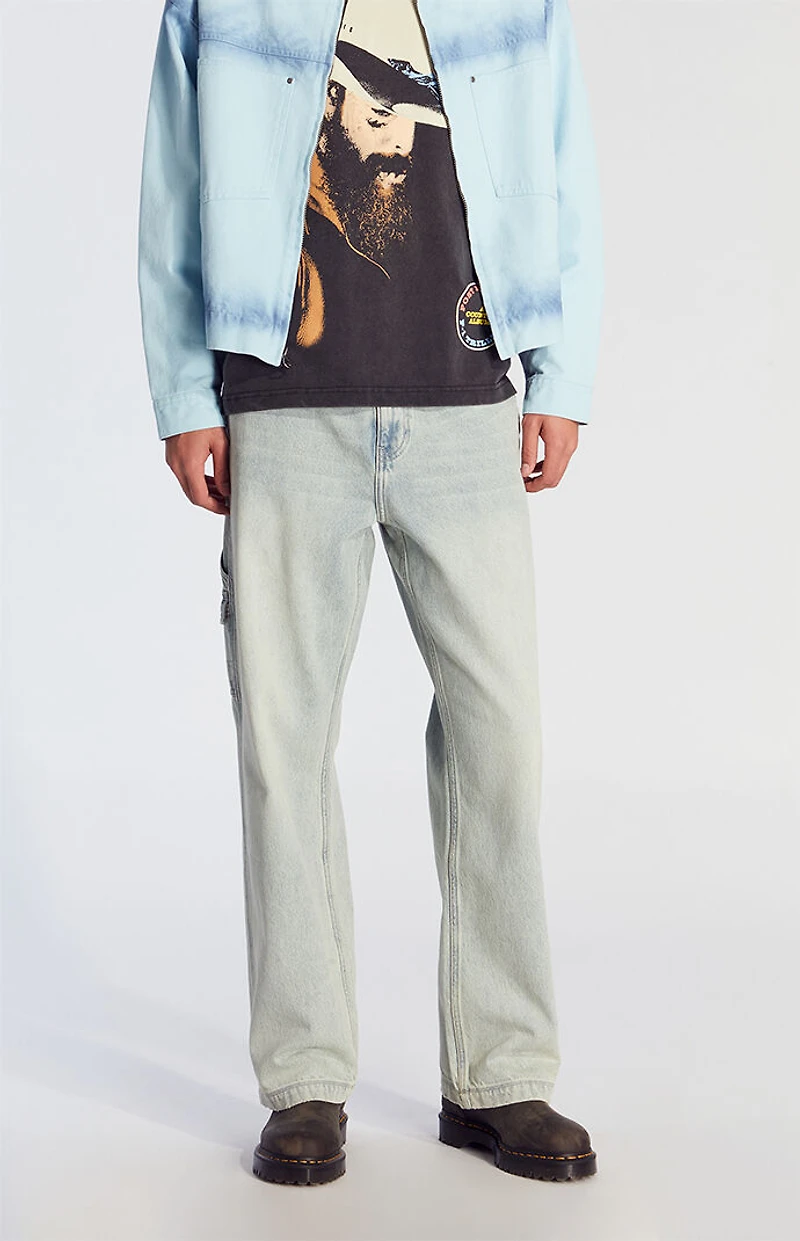 Pacsun Dylan Baggy Jeans Cargo Carpenter Light Indigo