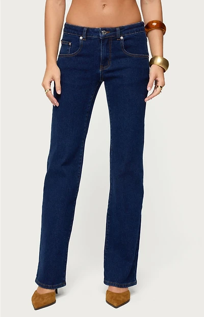 Edikted Jemima Contrast Stitch Low Rise Jeans