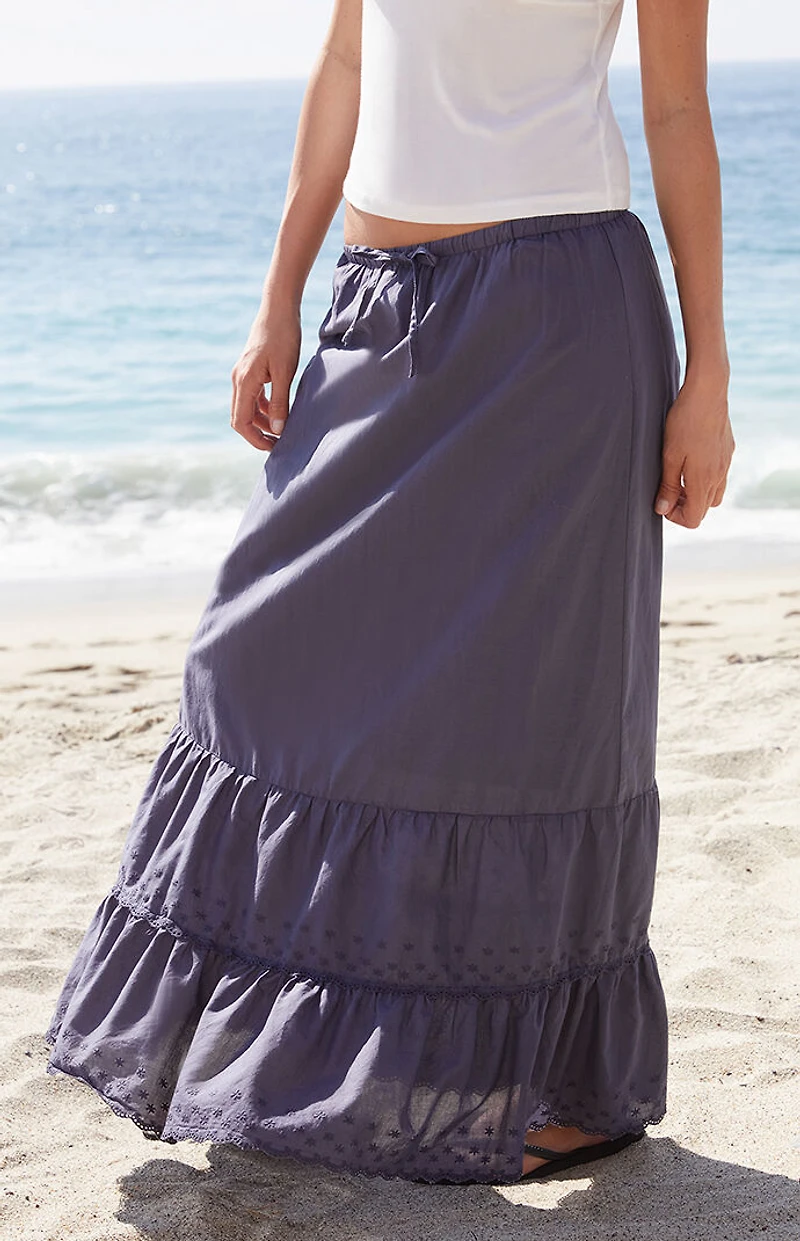 John Galt Navy Olive Maxi Skirt