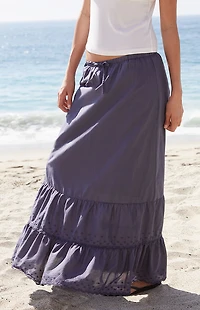 John Galt Navy Olive Maxi Skirt