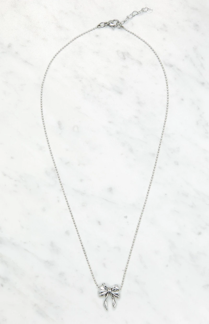 John Galt Silver Bow Necklace