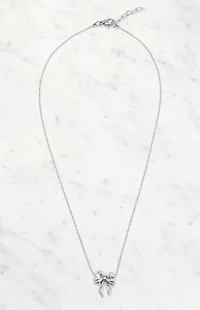 John Galt Silver Bow Necklace