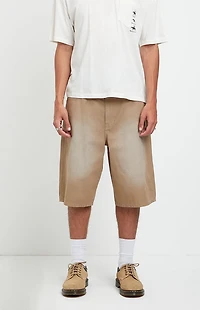 Pacsun Austin Extreme Baggy Jean Shorts Patch Carpenter Tan