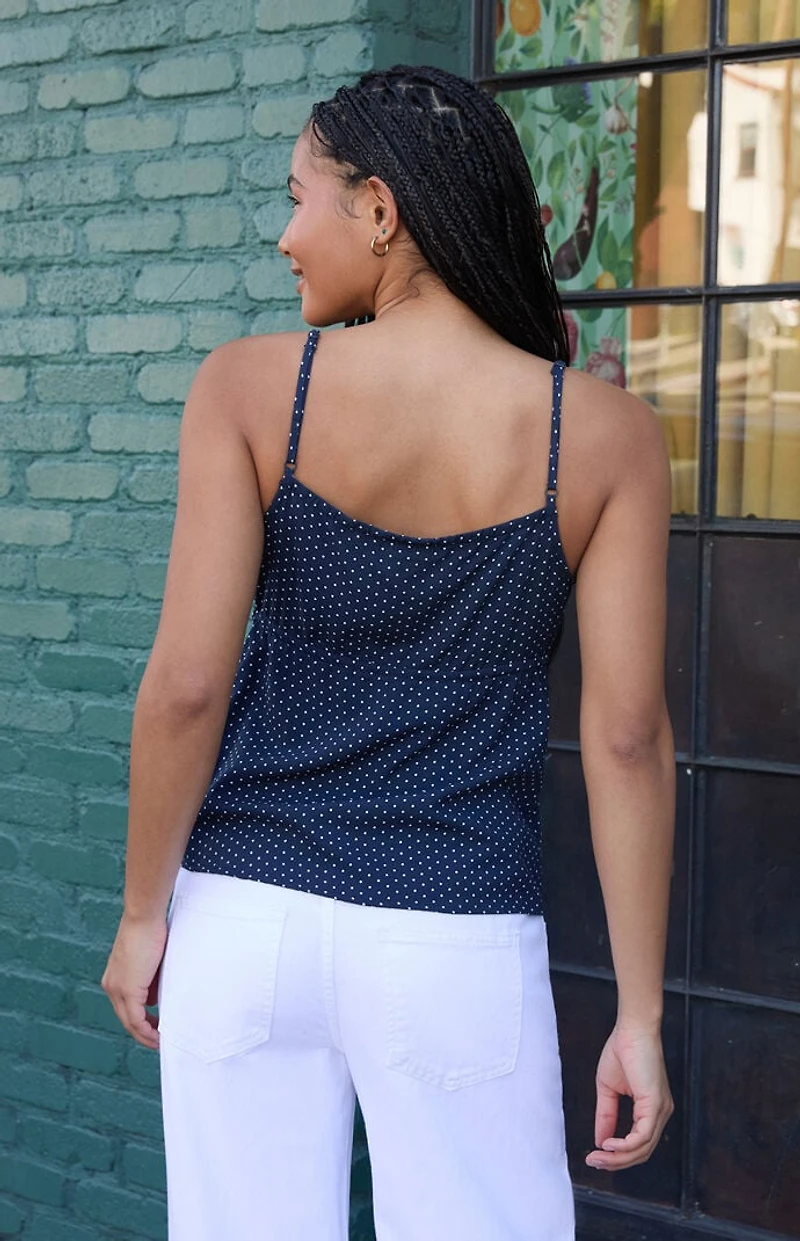 John Galt Navy Polka Dot Tiffany Tank Top