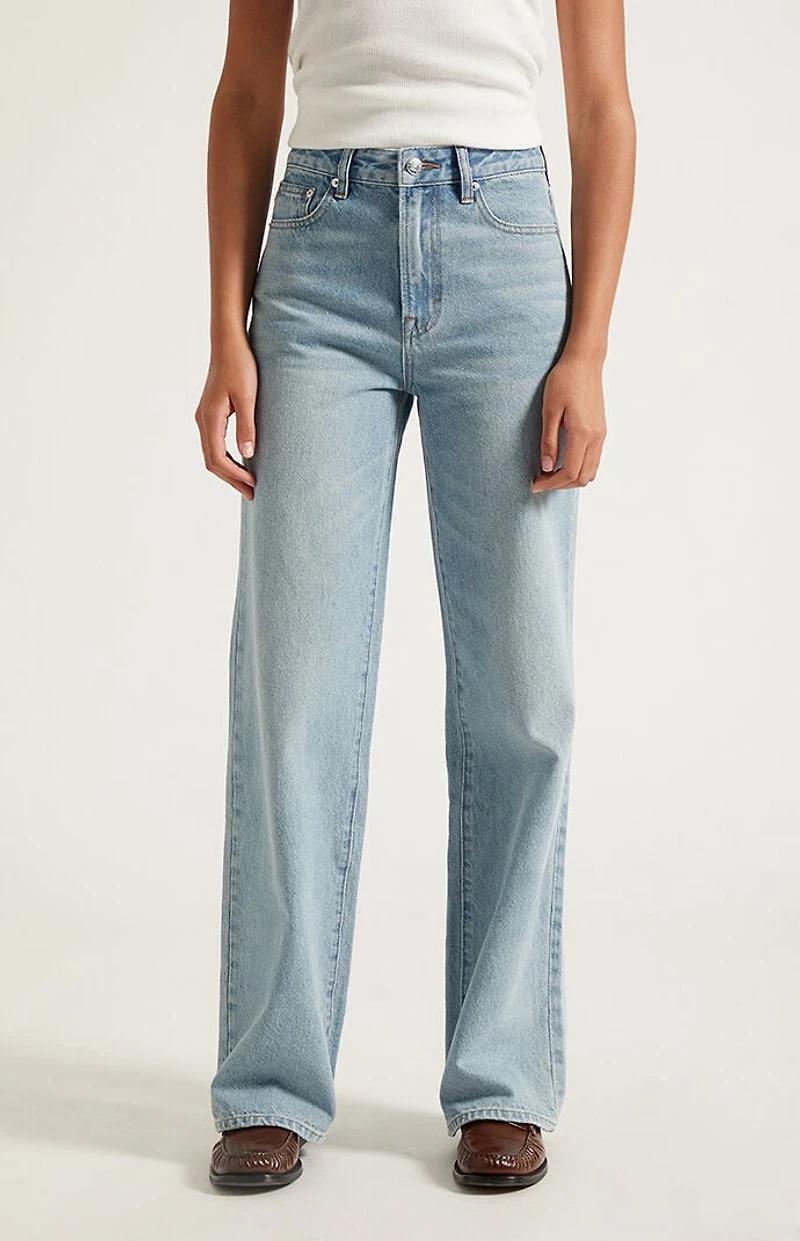 Pacsun Madison High Waisted Girlfriend Jeans Light Blue