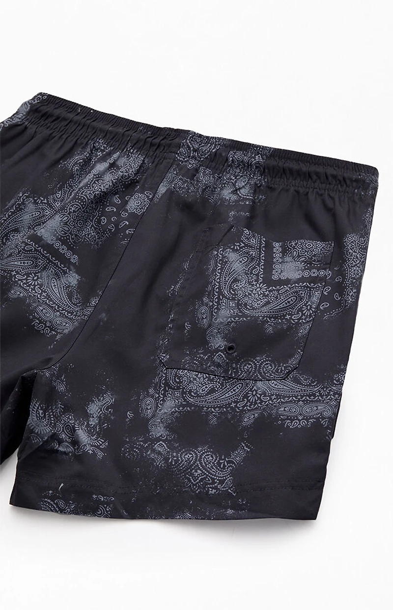 Pacsun Black Blotch Bandana Eco 4.5" Swim Trunks