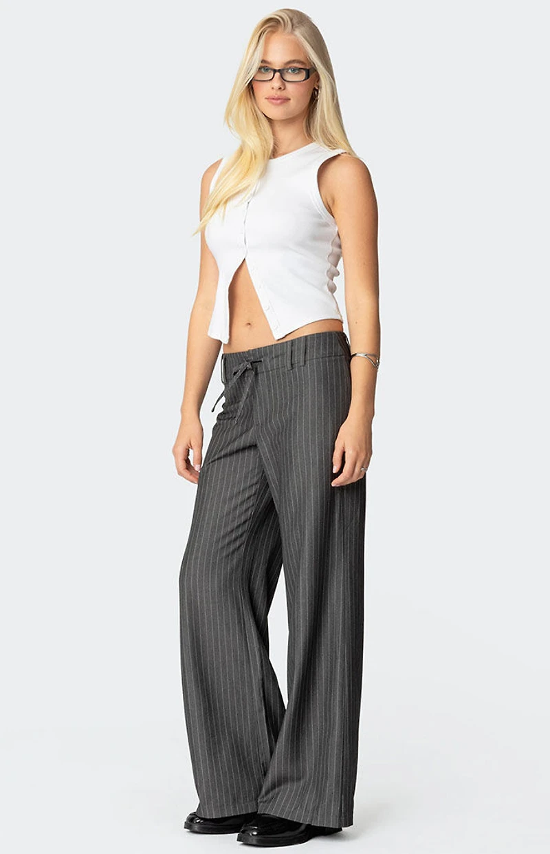 Edikted Mayla Wide Leg Pinstripe Trousers