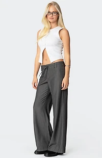 Edikted Mayla Wide Leg Pinstripe Trousers