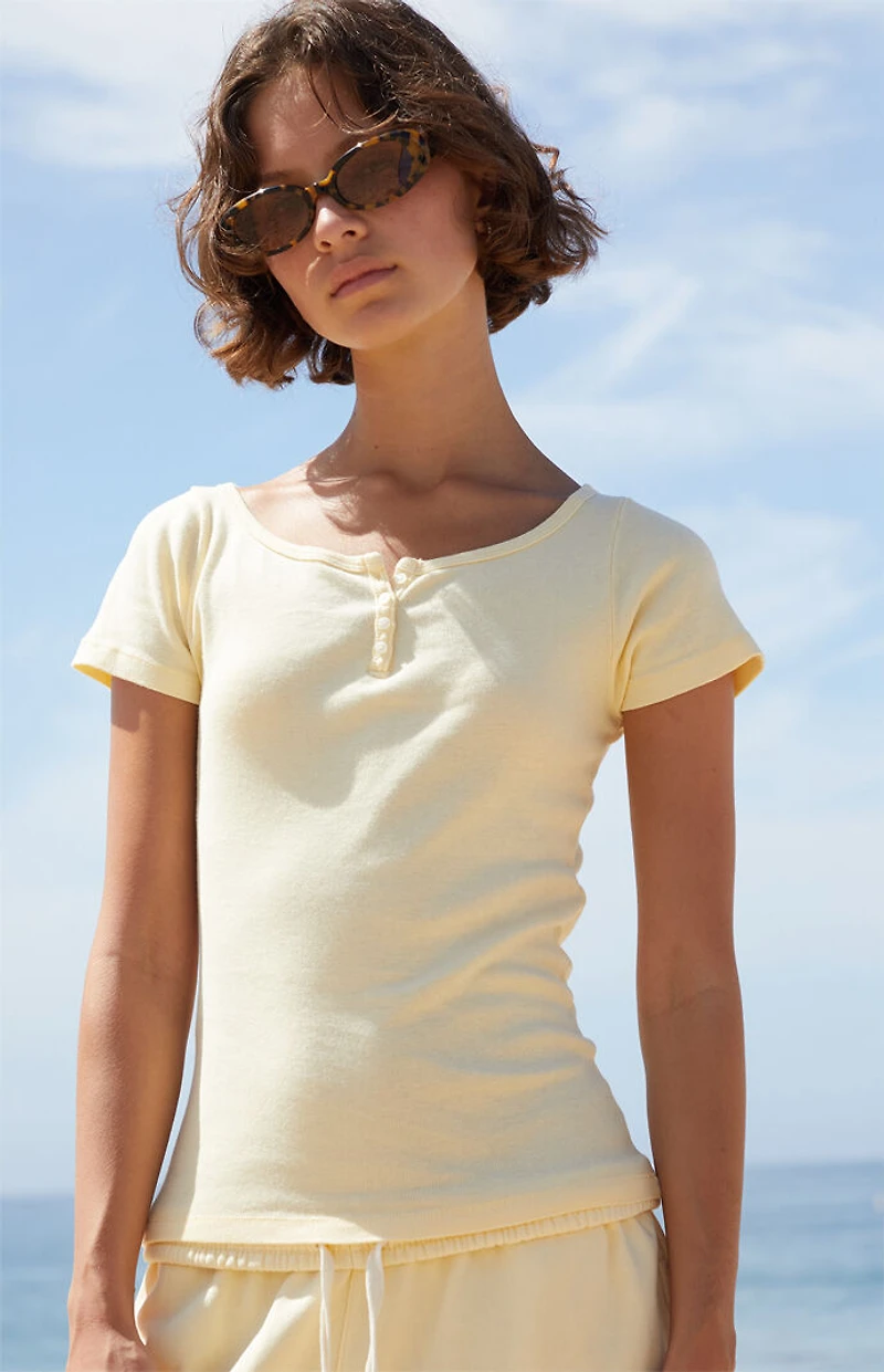 John Galt Yellow Zelly Short Sleeve Top