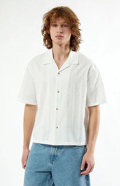 Pacsun White Pointelle Oversized Camp Shirt
